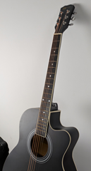 Electro Acoustic Guitar & Amplifier Set - Matt Black Finish Cutaway Guitar